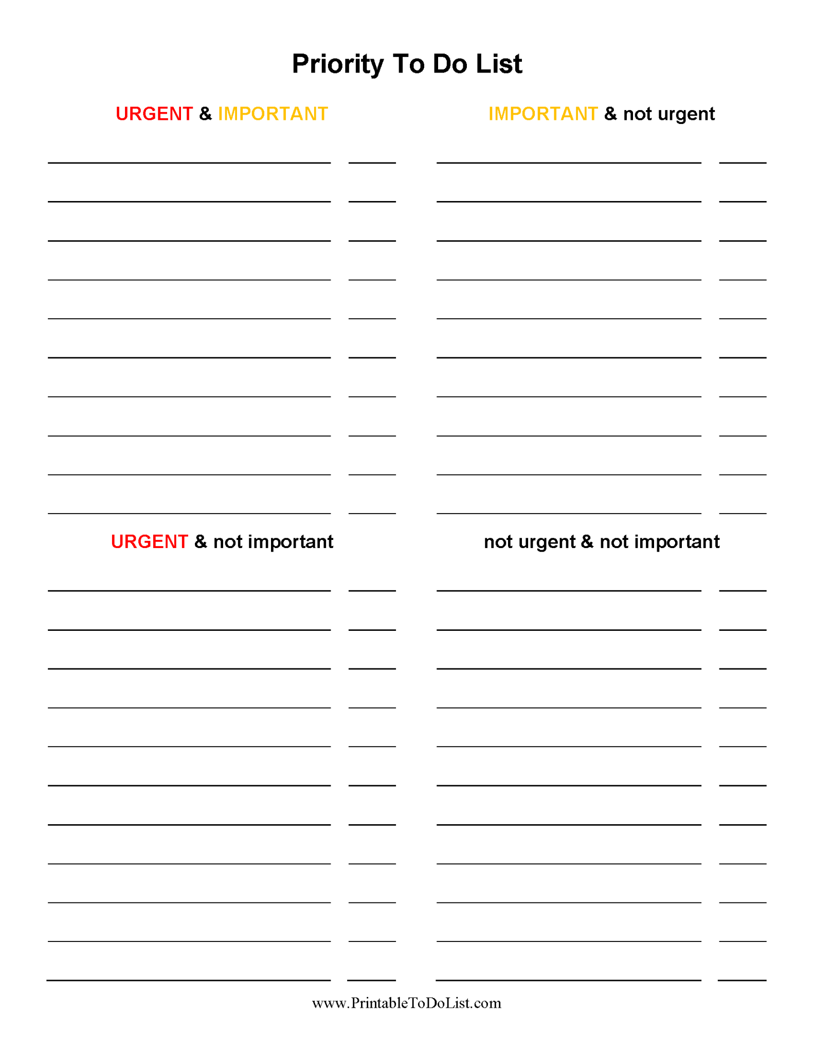 Search Urgency Form.pdf Priority (Urgency Matrix) To-Do List Template - Printable ToDo List ...